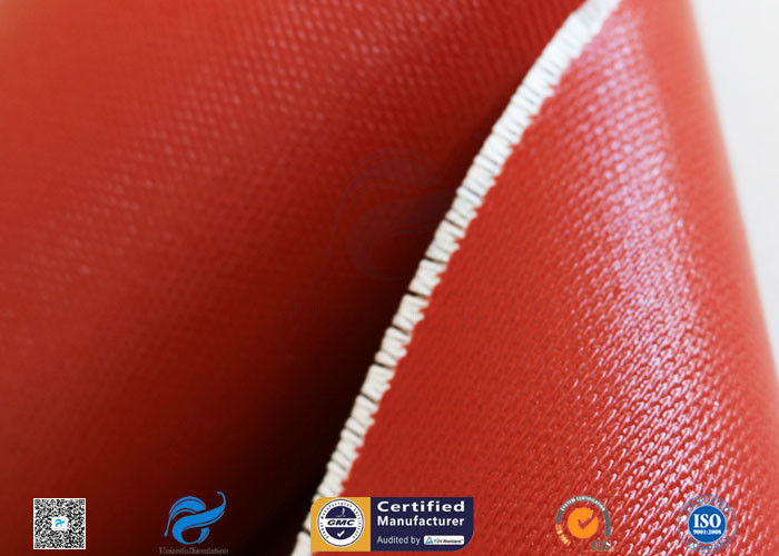 1150g Shiny Red Silicone Coated Fiberglass Fabric For Engine Thermal Insulation